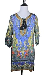 V-neck Gathered Lace-Up Silk Tunic 