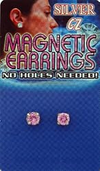 Stainless Steel Ear Studs with Pink CZ - 6mm
