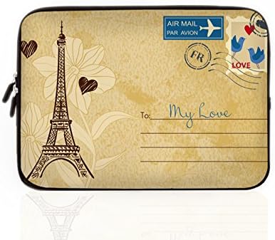Generic Eiffel Tower Design Laptop Sleeve 13 inch Macbook Air To My Love Computer Case Bag Beige Envelopes Design Cover