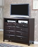 Coaster Phoenix 7 Drawer 1 Shelf TV Dresser in Rich Cappuccino Finish