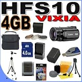 Canon VIXIA HFS10 HD 32GB Dual Flash Memory Camcorder w/10x Optical Zoom BigVALUEInc Accessory Saver 4GB BP819 Battery/Charger Bundle