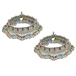 Indian Jewelry Ankle Bracelet Pairs in Silver 9.75 inches