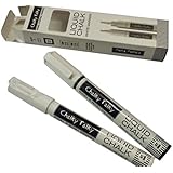 Chalky Talky Wet Wipe Liquid Chalk Markers - 2 Pen Bundle - 1 Broad 5mm  and 1 Fine 3mm Smudge Free Tips - Not for Use on School Type Chalkboards