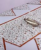 Grehom Table Runner -Bell Flower, 100% Cotton Table Runner, Hand Printed Table Linen, Size 150cm x 35cm
