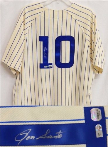 Ron Santo Autographed/Hand Signed Cubs Throwback Cooperstown Collection Jersey