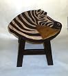 Zebra Hand Carved Wooden Foot Stool
