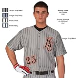 Rawlings Youth Full Button Pinstriped RYBBJ95 Jersey, Dodger Grey with Navy Pinstripes, Youth Large