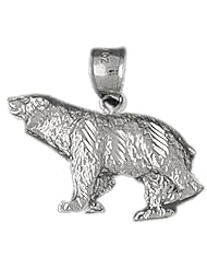 Clevereves 14K White Gold Pendant Brown Bear 8.9 - Gram(s)