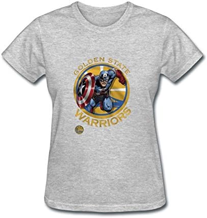 Yomei Women's Marvel NBA Captain America Warriors Graphic T-shirt Grey S