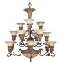 Progress Lighting P4175-26C Fifteen-Light, Three-Tier Foyer Fixture with Antique Stone Glass, Riviera Crackle
