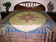Reversible Wool Jamavar Pashmina Bedspread Floral Paisley Dodger Blue Ivory King Size 90x108"