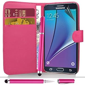 Samsung Galaxy Note 5 - Premium Leather Book Wallet Case Cover Pouch + Screen Protector With Microfibre Polishing Cloth + Touch Screen Stylus Pen