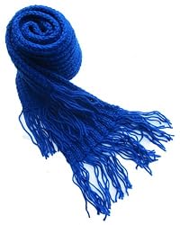 Handmade Acrylic Scarf - Santorini Blue (Men Gift/100% Knitted By Hand)