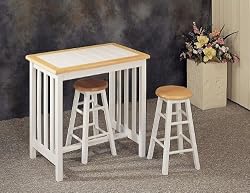3 Piece Natural-White Bar Stool Set By Coaster Furniture