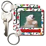 Beverly Turner Christmas Design and Photography - Polar Bear in Christmas Light Frame - Key Chains