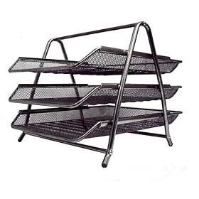 Pro Range Black Wire Mesh 3 Tier Desk Letter Trays
