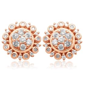 10k White, Yellow, or Rose Gold Cluster Diamond Stud Earrings and Earring Jackets (1/2... by 