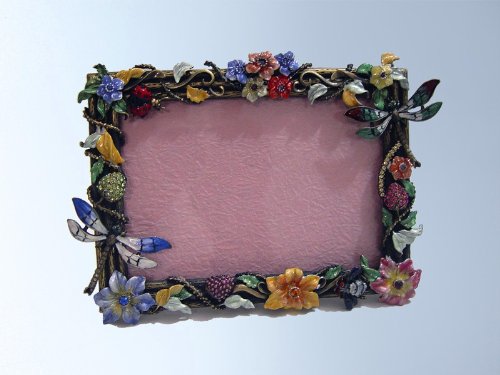 Dragonfly Flower Garden Swarovski Crystal Photo Frame 4 x 6 inch Picture Red Blue Yellow Pink Green