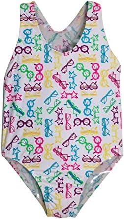 Little Girls Multi Color Sunglasses Print T Back One Piece Swimsuit 2T