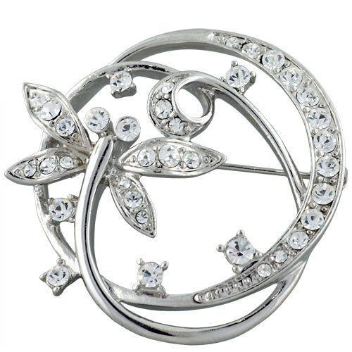 Pugster Studded Flying Swirling Dragonfly Brooch