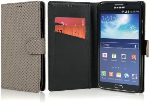 MISOZO Veneta Pattern PU Leather Wallet Case for Samsung Galaxy Note 3 III - Light Brown