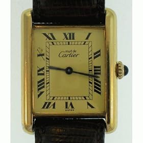 Antique/Vintage: Pre Owned Women's Cartier Watch Vermeil Tank Champagne Dial Swiss Manual Wind Movement 1970/80's