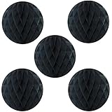 Wrapables Tissue Honeycomb Ball Party Decorations for Weddings, Birthday Parties, Baby Showers and Nursery Decor (Set of 5), 6", Black