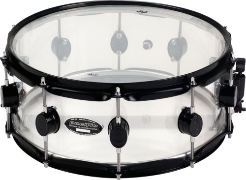 Pacific Drums by DW Acrylic Snare With Black Hardware, Clear 6X14