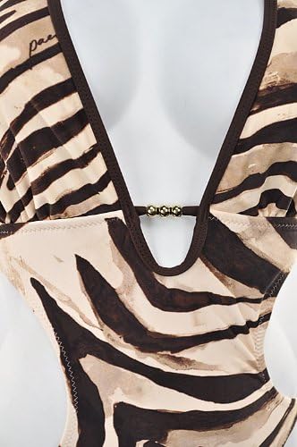 Marina West Women's Triangle Top Keyhole Monokini Swimsuit,Medium / 6-8,Brown Zebra