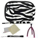Cheap  Black and White - Black Trim Slim Protective Soft Fur Zebra Pattern Cover Carrying Case Sleeve with Extra Pocket for Samsung SL600 SL605 ST30 ST65 ST80 ST90 ST93 ST95 ST6500 TL105 TL110 TL205 TL210 TL240 TL350 WB210 WB700 WB750 Point and Shoot Digital Camera + Includes Pink 6 Inch Mini Flexi Tripod + Includes a anti glare screen protector, will protect from any small scratches and dirt.