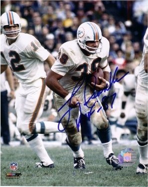 Larry Csonka Autographed/Hand Signed Miami Dolphins 8x10 color Photo with HOF 87 Inscription (Pose 2