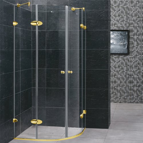 Vigo Industries VG6021PBCL40 Frameless NeoRound Tempered Glass Shower Enclosure, Brass/Antique Brass