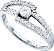 Stunning 14k. White Gold Round Cut Diamond Engagement Ring " Size 7 "