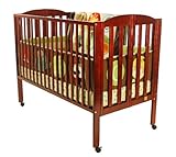 Dream On Me Full Size 2 in 1 Folding Stationary Side Crib, Cherry