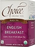 Choice Organic English Breakfast Tea, 1.1 Ounces 16-Count Box (Pack of 6)