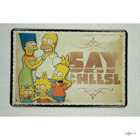 Plaque en m�tal La famille Simpsons Say Cheese m�tal 20x30 cm plaque metal Enseignes en m�tal Plaque r�tro en �tain panneaux publicitaires
