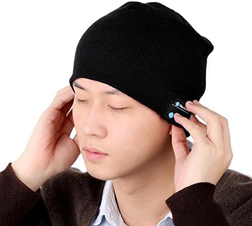Wireless Bluetooth Beanie Knit Hat Combined with Stereo Headphone Speaker &amp; Mic Hands-free Phone Call Answer for Winter Outdoor (Black)