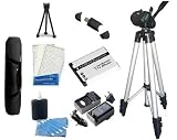 Tripod Accessory Kit includes 50 Professional Video/Digital Camera Tripod + Extended Replacement DB-L80U Battery + Digi AC/DC Rapid Travel Charger + USB 2.0 SD Reader + Mini Tripod + LCD Screen protectors + Camera Cleaning Kit For Sanyo VPC-CG20 High Definition Camcorder