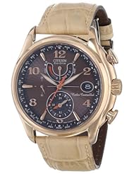 Citizen Womens FC0003-26X World Time A-T Eco-Drive Camel Leather Strap Watch