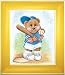 Sports Bear Baseball Star - Children's and Kids Room Framed Wall Art and Nursery Wall Decor, 11" x 14", Yellow