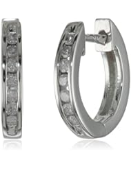 10k Gold Channel-Set Diamond Hoop Earrings (1/6 cttw, H-I Color, I2-I3 Clarity)