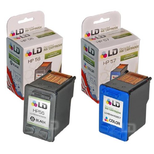LD © Remanufactured Hewlett Packard (HP) C6656AN (HP 56) and C6657AN (HP 57) Set of 2 Ink Cartridges: Includes 1 Black and 1 Color Cartridge