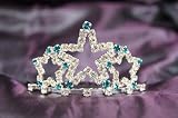Beautiful New Bridal Wedding Tiara Crown W OceanBlue Crystal Star DH15722c