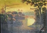 IMAGE OF Tropical Swamp River Scene at Dusk Landscape Oil Painting Large 3'x4'