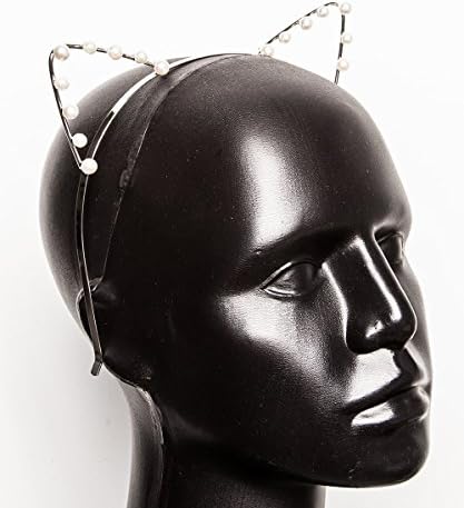 Pearl Cat Ear Headband in Silver