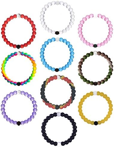 Latest Silicone Beaded Bracelets with Jet black and Bumblebee Designs-3 Sizes available; Small,Medium,Large -10 PCS Pack (Large)