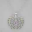 Necklace With 1.85ctw Precious Stones - Genuine Amethyst, Diamonds and Peridots Beautifully Crafted in 925 Sterling silver. Total item weight 9.0g Length 16in