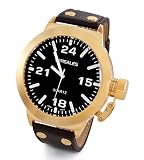 New Men's Gold Tone Bezel Military Dial Wrist Watch
