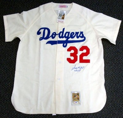Sandy Koufax Autographed/Hand Signed Mitchell & Ness Home Dodgers Jersey 6/24/55 PSA/DNA #P00121