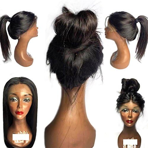 Human Hair Wigs For For African American Women Brazilian Silk Straight Hair Lace Front Wigs With Baby Hair Middle Part Long Bob Glueless Lace Wigs (18 inch)